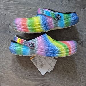 Fleece Lined Youth Girls Rainbow Crocs